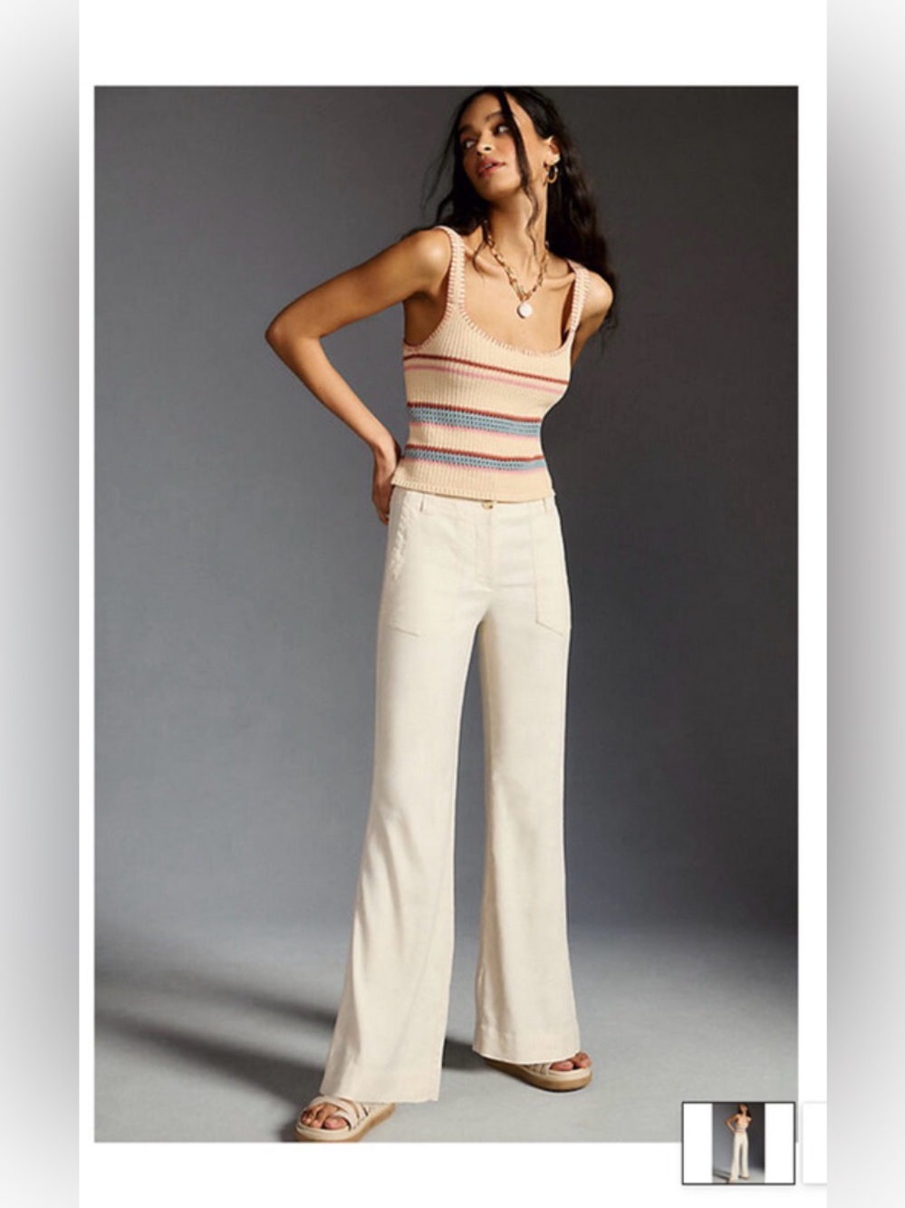 The Naomi Linen Wide-Leg Flare Pants by Maeve size 0